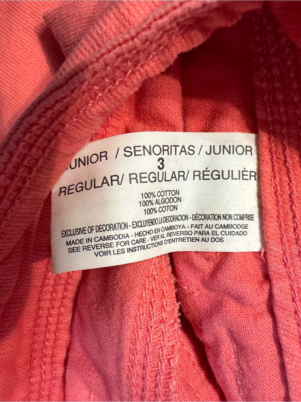 2000’s Y2K L.E.I . Coral pink low rise cargo Bermuda shorts Sz 3 juniors - Picture 7 of 7